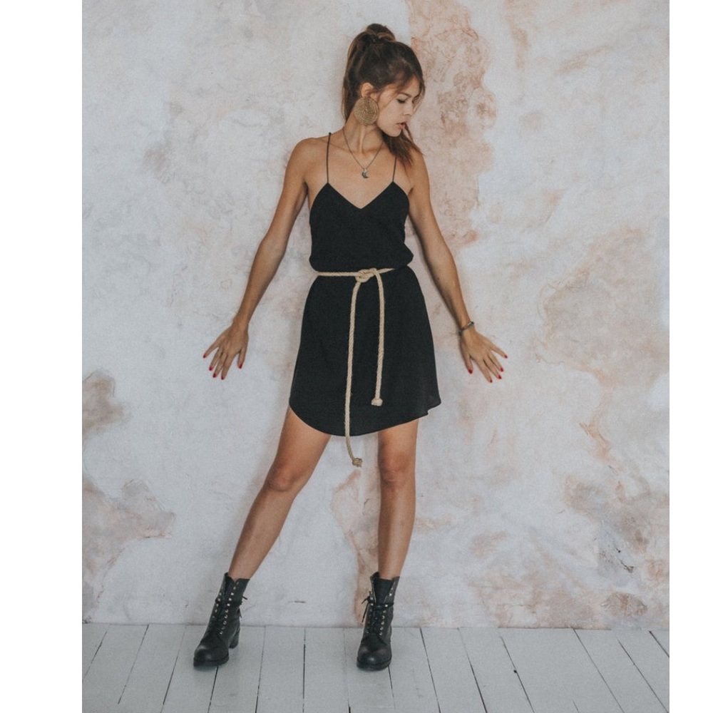 Black backless dress. Lightweight and fun